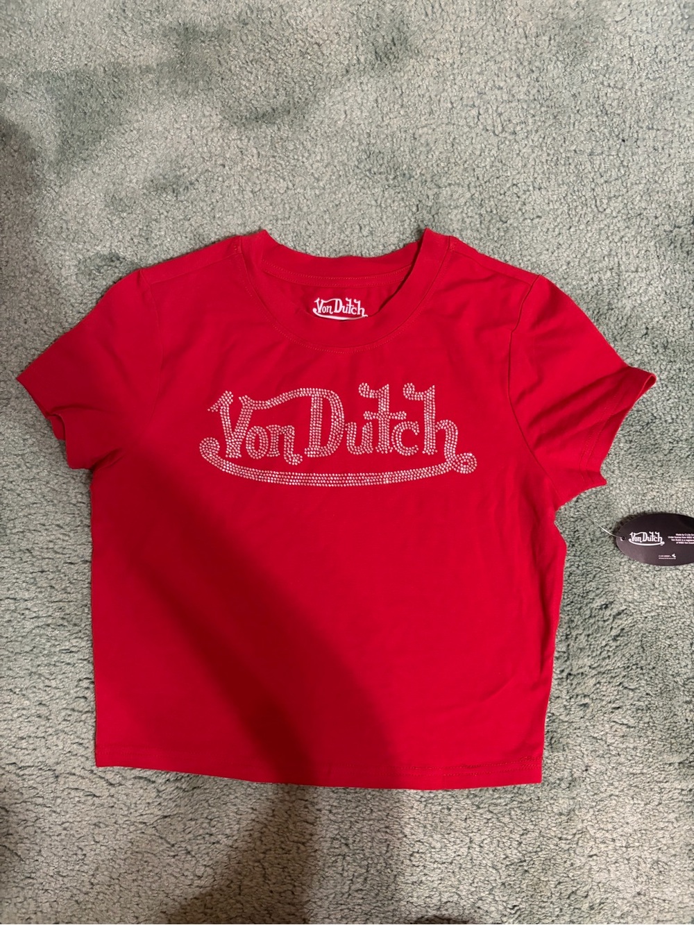 NWT Von Dutch Red Logo Crop Tee